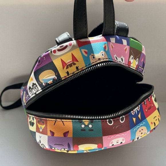 NINTENDO Animal Crossing Multicoloured Cartoon Print Zip Pockets Backpack Bag - Picture 16 of 16